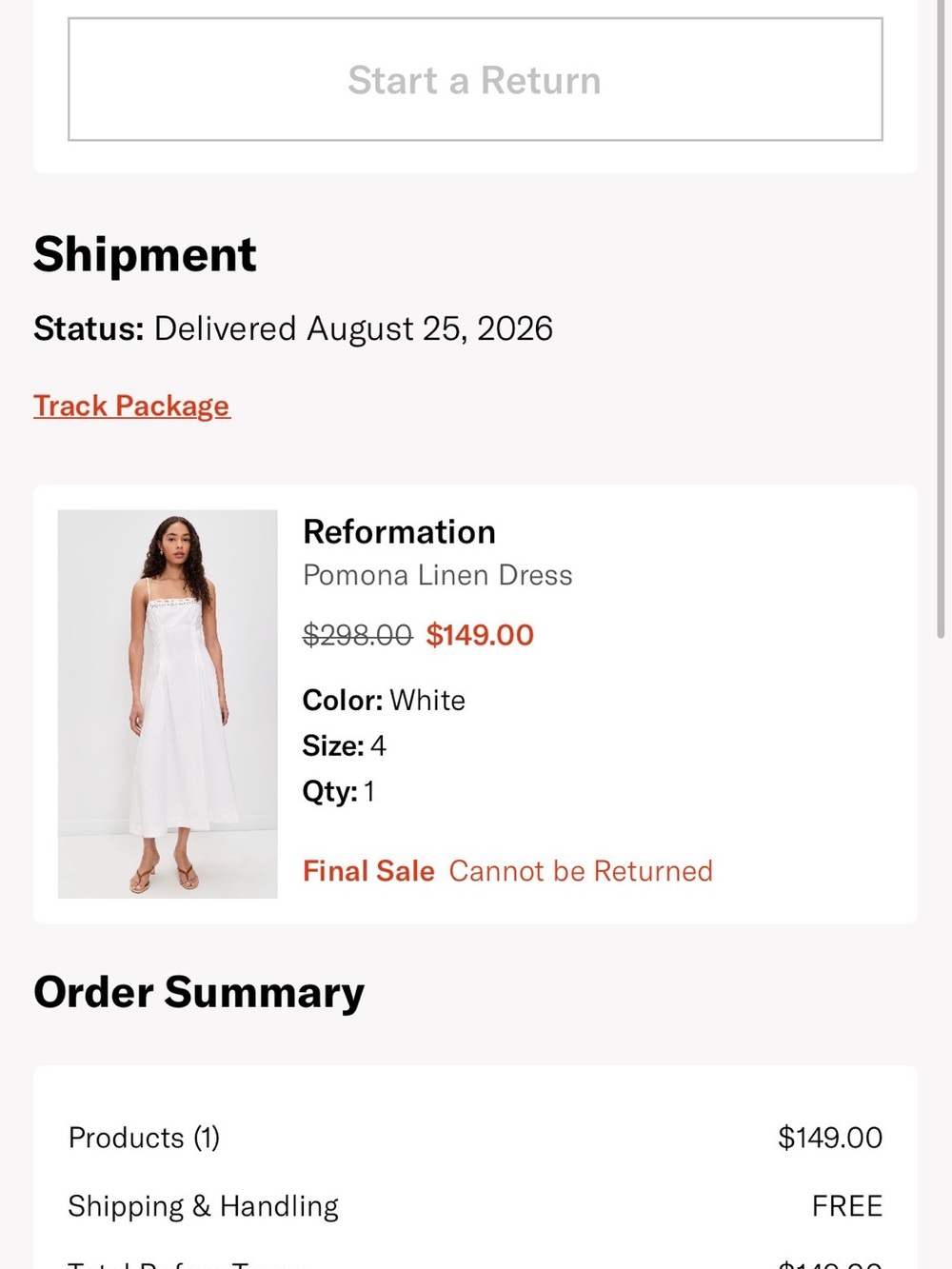 Reformation Paloma Linen White Dress Size 4 NWT - Picture 3 of 3